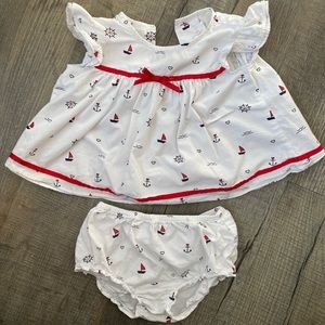 White Nautical Top And Romper Set